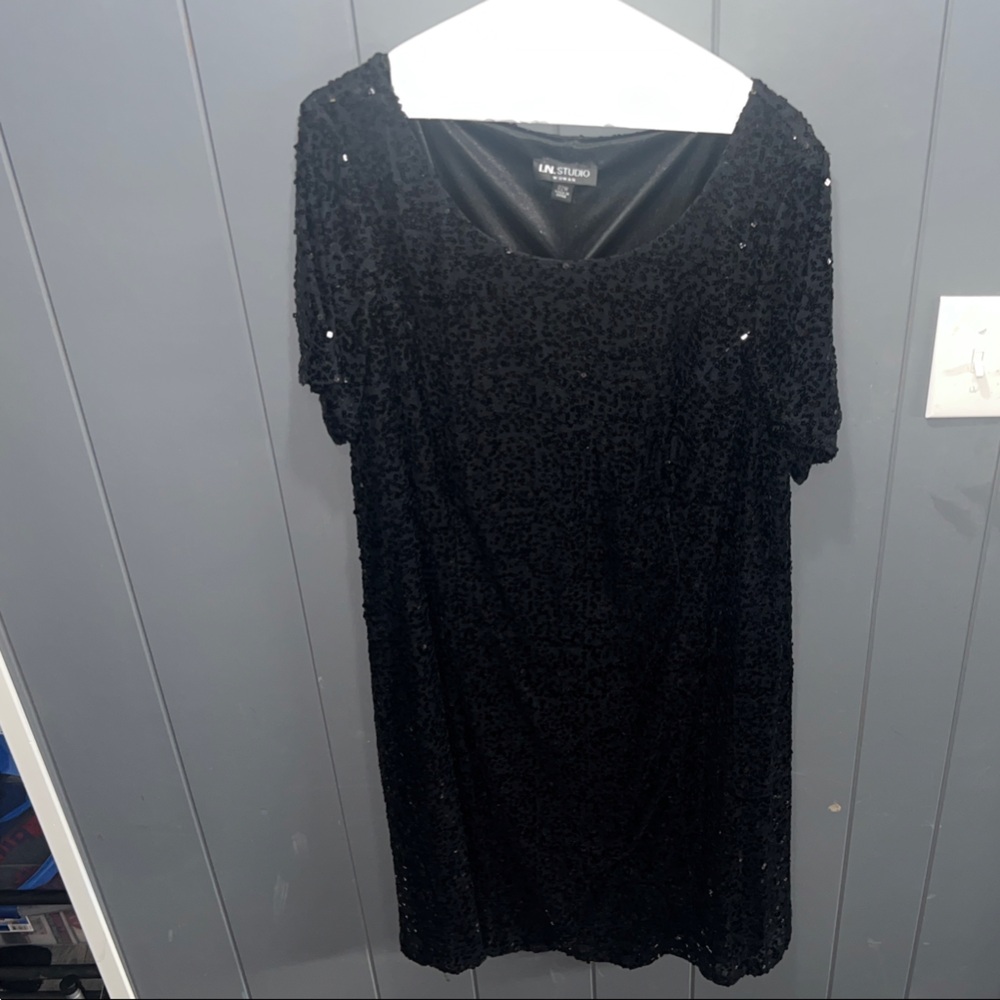 I.N. Studio Elegant Black Sequin Mini Dress